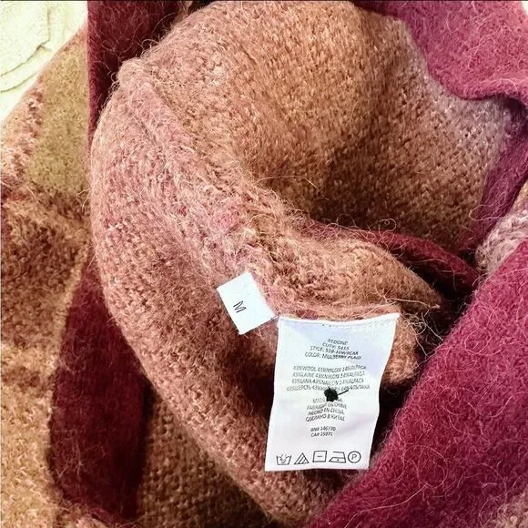 Re/Done 90’s Cardigan Sweater in Mulberry Plaid - Picture 3 of 4